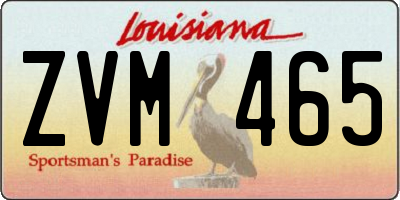 LA license plate ZVM465