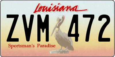 LA license plate ZVM472