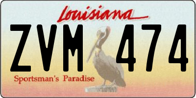 LA license plate ZVM474