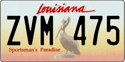 LA license plate ZVM475