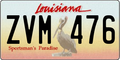 LA license plate ZVM476