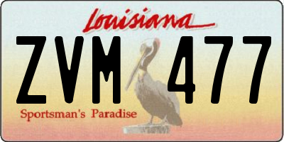 LA license plate ZVM477