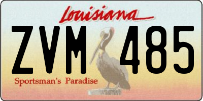 LA license plate ZVM485