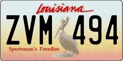 LA license plate ZVM494