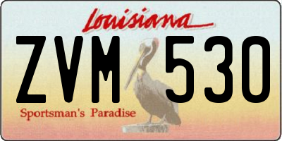 LA license plate ZVM530