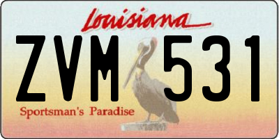 LA license plate ZVM531