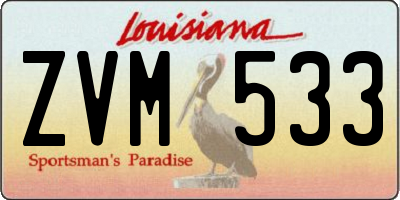 LA license plate ZVM533