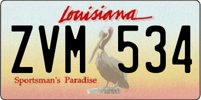 LA license plate ZVM534