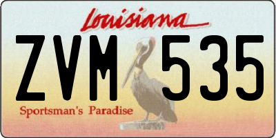 LA license plate ZVM535