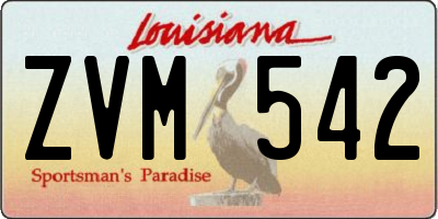 LA license plate ZVM542