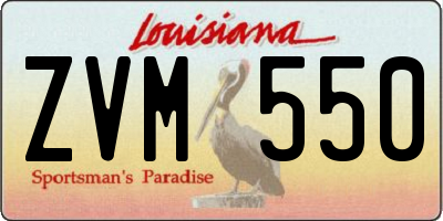 LA license plate ZVM550