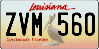LA license plate ZVM560