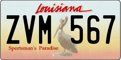 LA license plate ZVM567