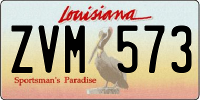 LA license plate ZVM573