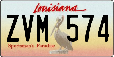 LA license plate ZVM574