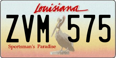 LA license plate ZVM575