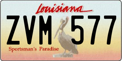 LA license plate ZVM577