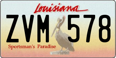 LA license plate ZVM578