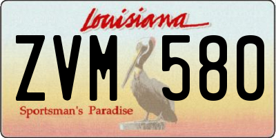 LA license plate ZVM580