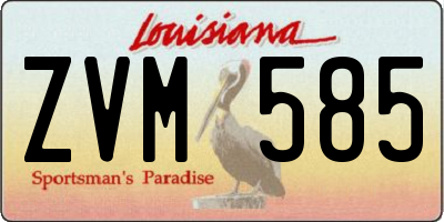 LA license plate ZVM585