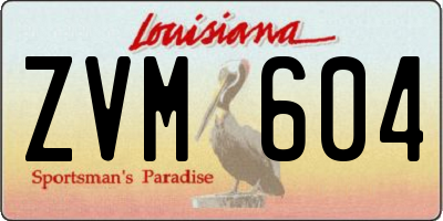 LA license plate ZVM604