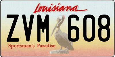 LA license plate ZVM608