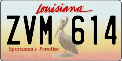 LA license plate ZVM614
