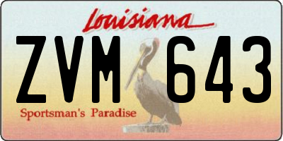 LA license plate ZVM643