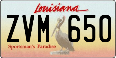 LA license plate ZVM650