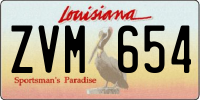 LA license plate ZVM654