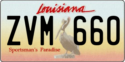 LA license plate ZVM660
