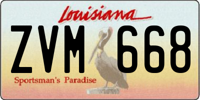 LA license plate ZVM668