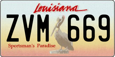 LA license plate ZVM669