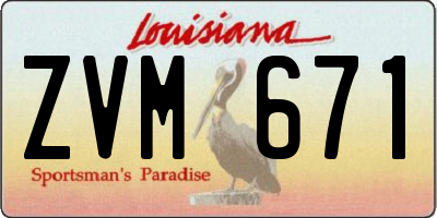 LA license plate ZVM671