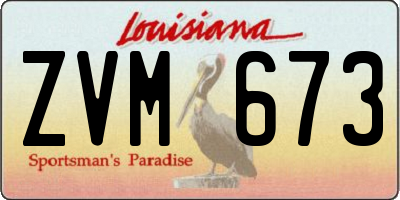 LA license plate ZVM673