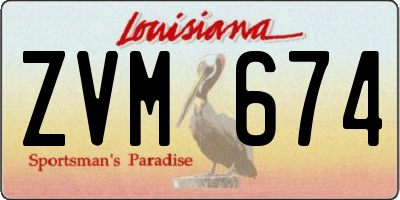 LA license plate ZVM674