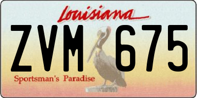 LA license plate ZVM675