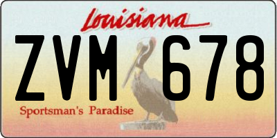 LA license plate ZVM678