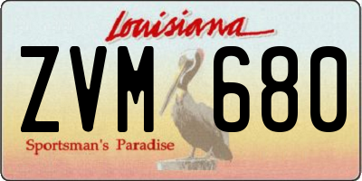 LA license plate ZVM680