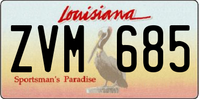 LA license plate ZVM685