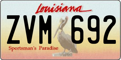 LA license plate ZVM692