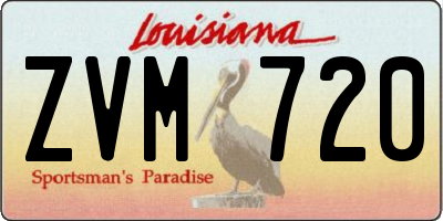 LA license plate ZVM720