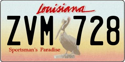 LA license plate ZVM728
