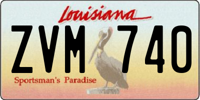 LA license plate ZVM740