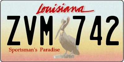 LA license plate ZVM742