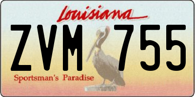 LA license plate ZVM755