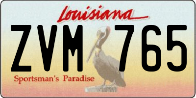 LA license plate ZVM765