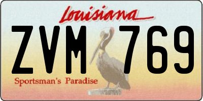 LA license plate ZVM769