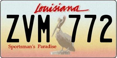 LA license plate ZVM772