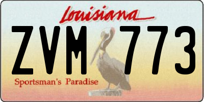 LA license plate ZVM773